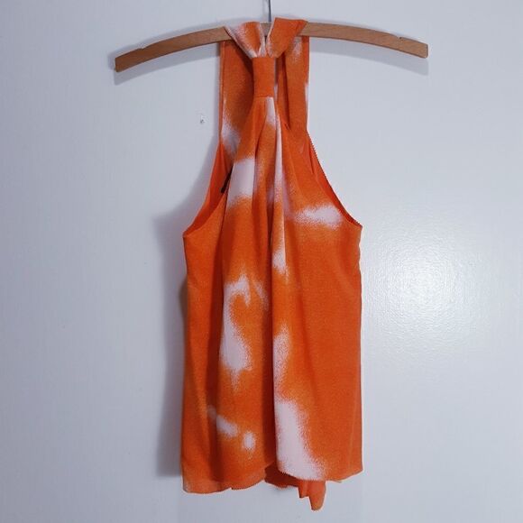 100% Silk NWOT Kenneth Cole NY Tangerine Splash Racerback Top - Picture 7 of 8